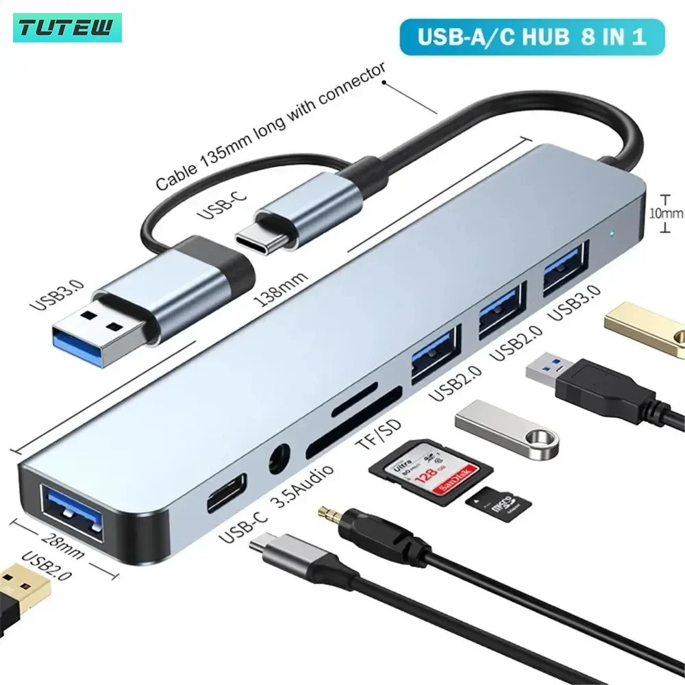 Laptop Accessories Hub - 8 in 1 USB C Hub