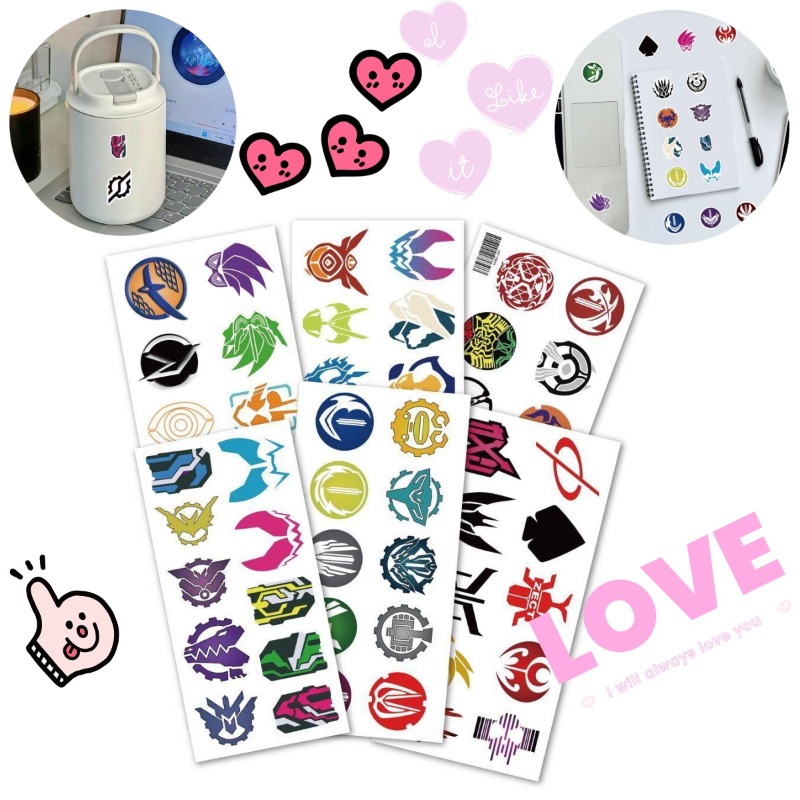 Laptop Accessories Stickers - 60 Sheets Kamen Rider Logo Stickers