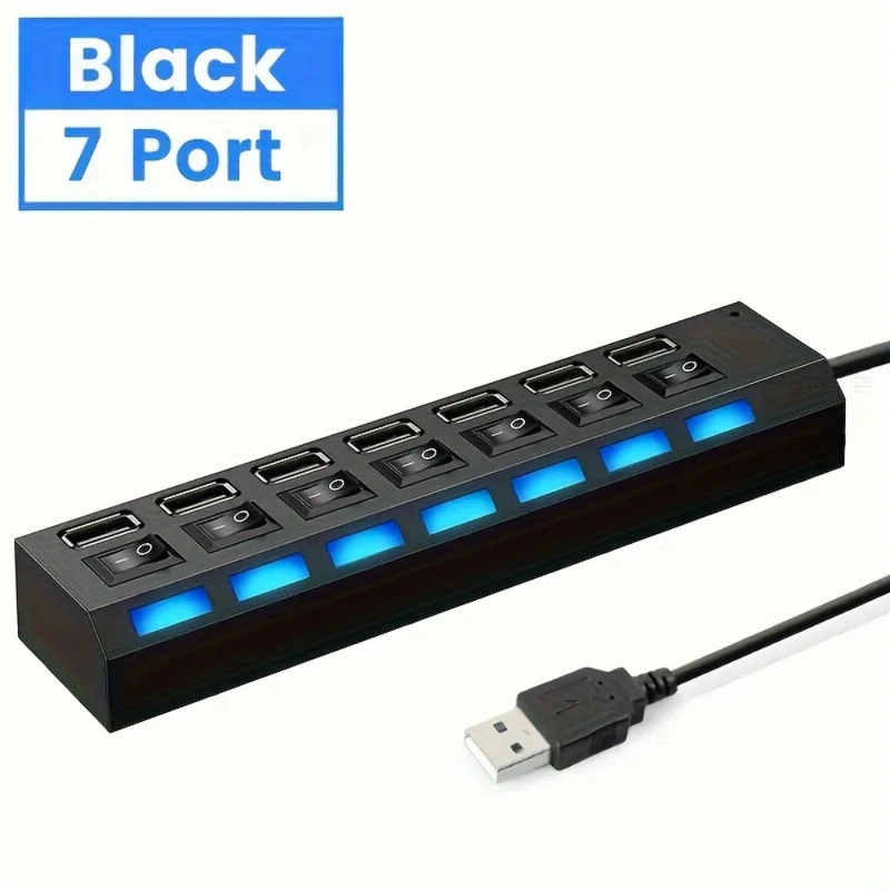 7 Ports USB 2.0 Hub LED 5Gbps  - Laptop Accessories Hub recension och pris