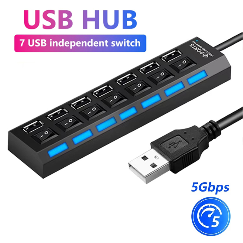 7 Port USB 2.0 Hub Splitter Fo - Laptop Accessories Hub recension och pris